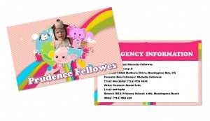 pru_biz Emergency contact business card I created for my daughter