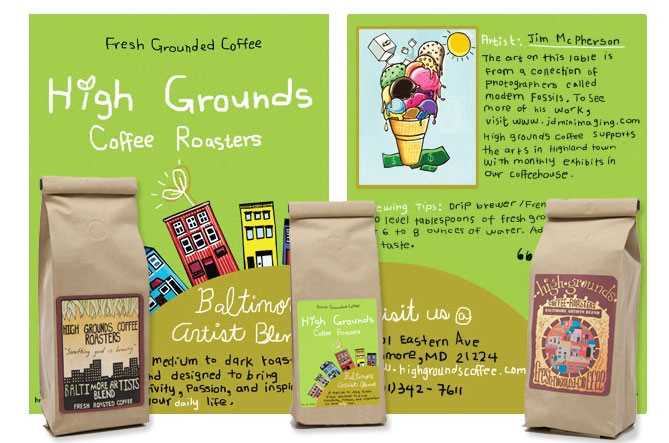 angela-ahn High Grounds - Coffee label illustration design