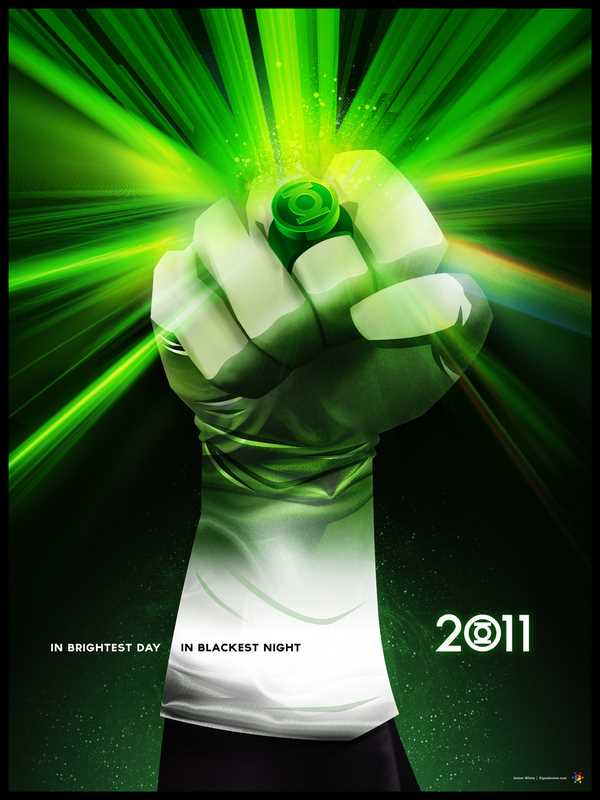 green_lantern I've featured James White's work before in this blog - he is such a skileed digital designer. His version of the forthcoming Green Lantern movie poster is tremondous!